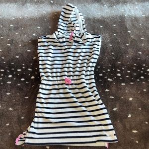GAP girls black & white stripe terry cloth beach coverup dress Size Small